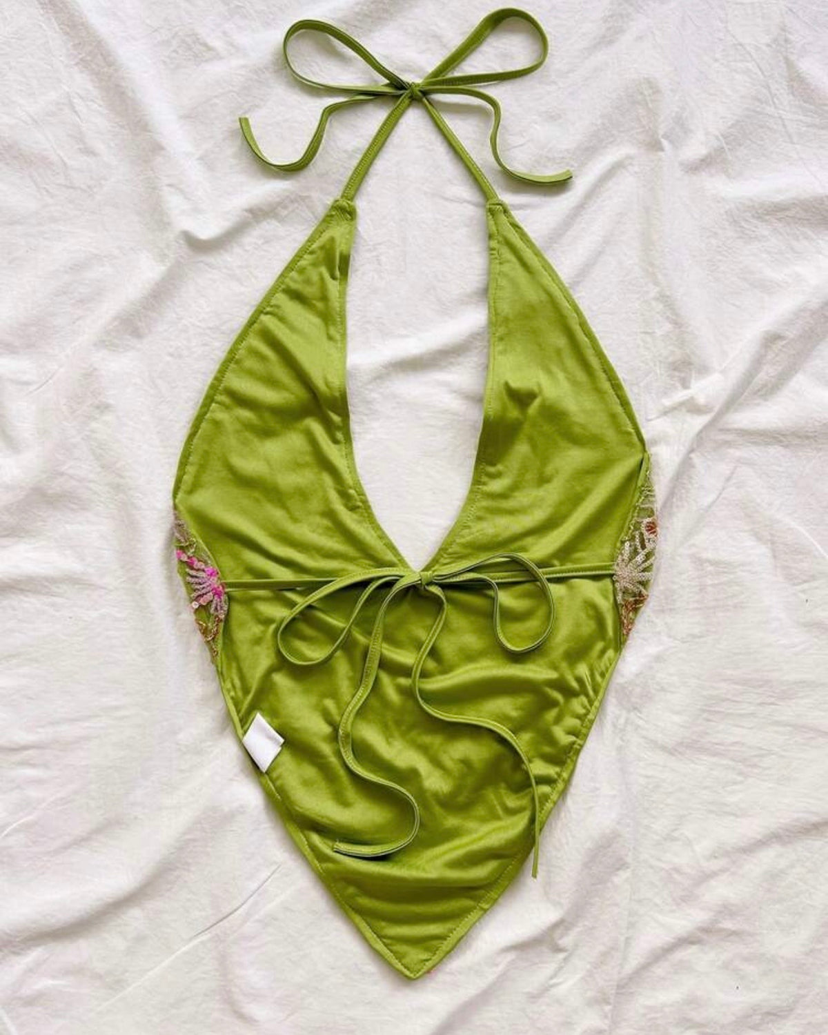 Top soledad de lentejuelas verde