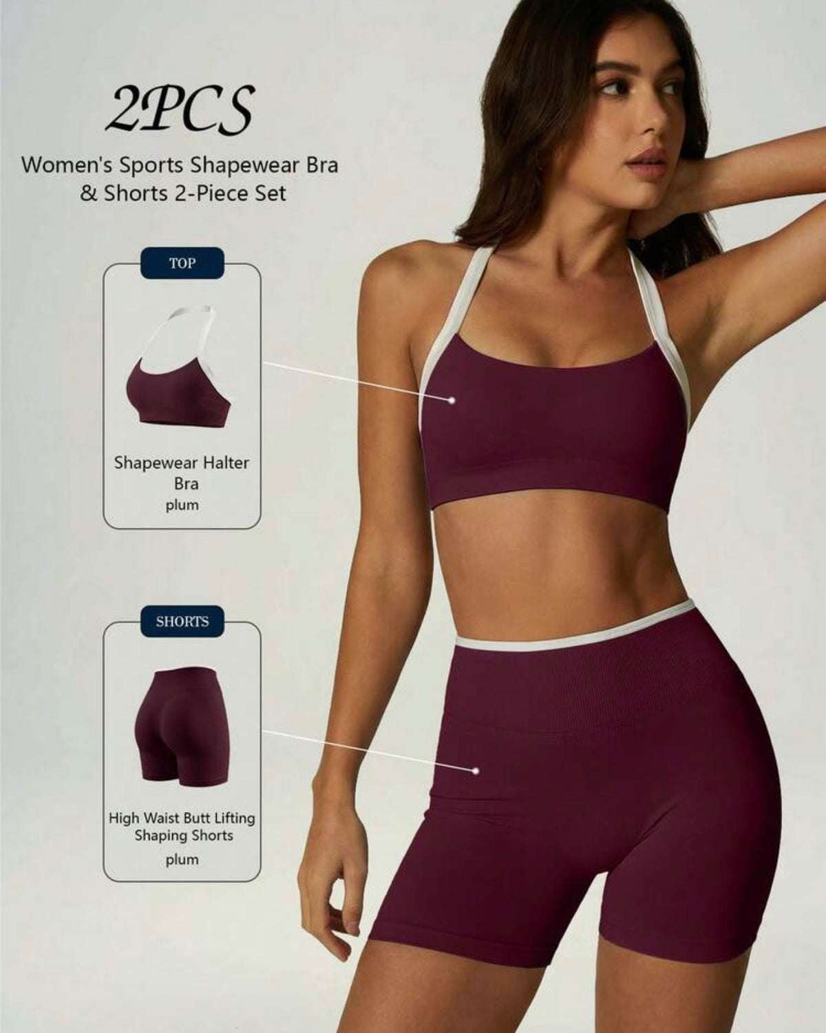 Conjunto deportivo morado top y licra