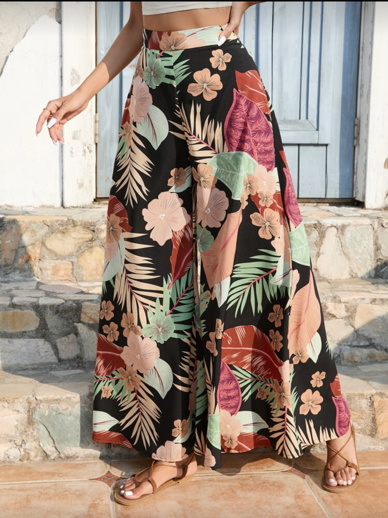 Palazo negro floreado