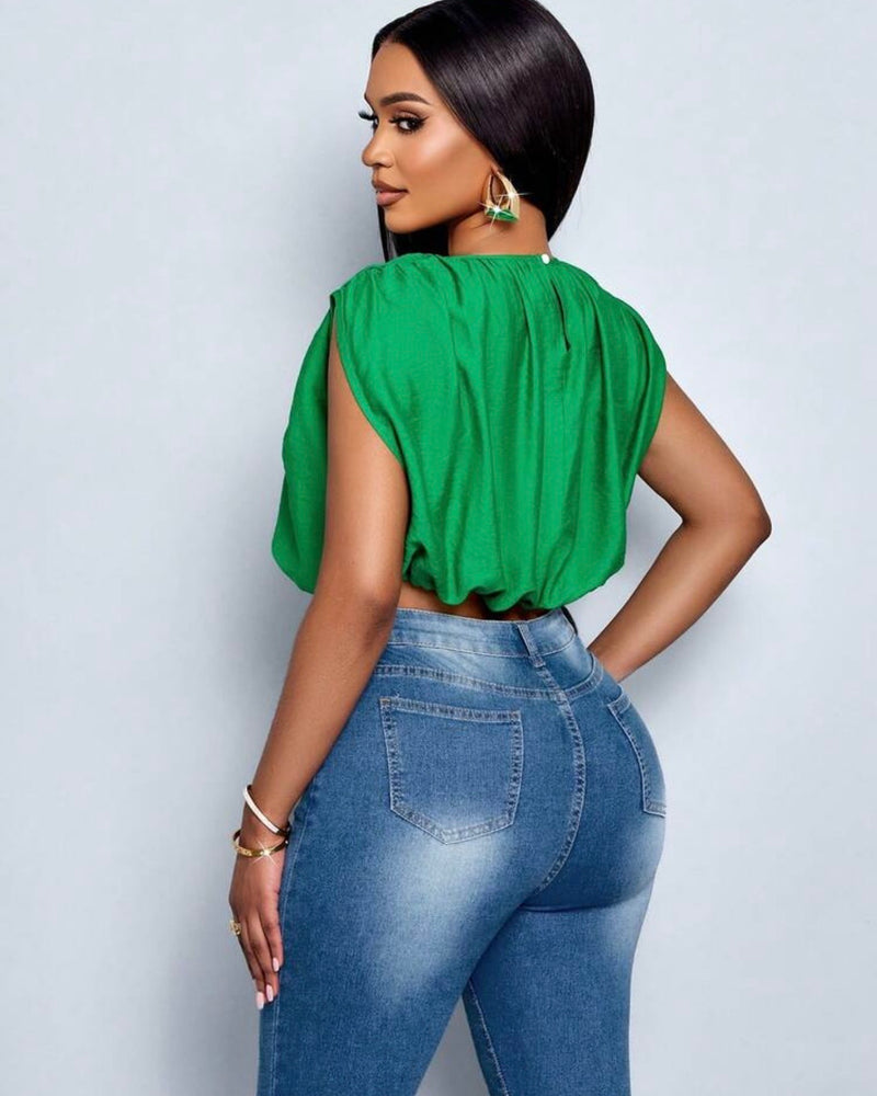 Blusa verde corta