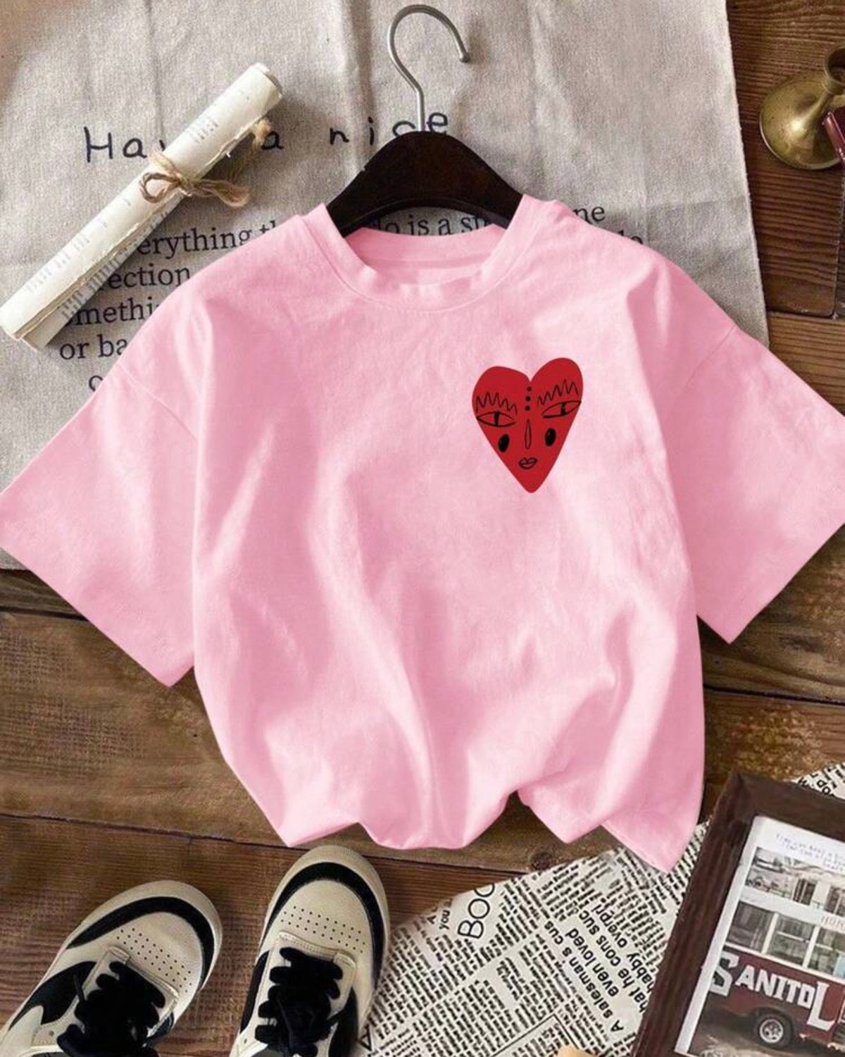 Camisa rosa estampada