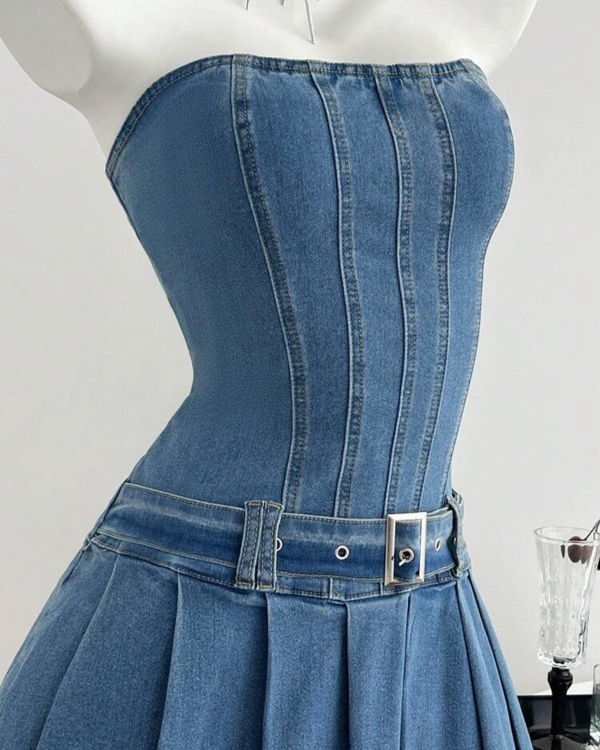 Vestido straple de mezclilla