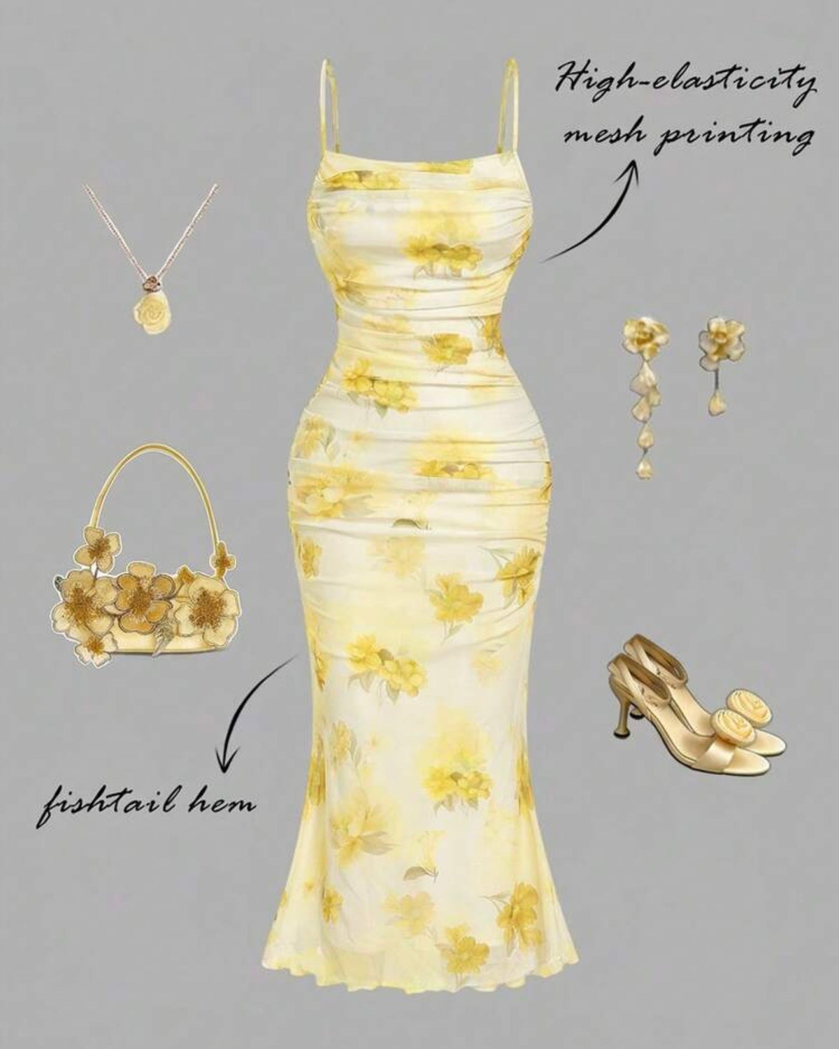 Vestido estampado amarillo