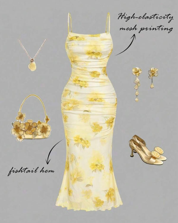 Vestido estampado amarillo