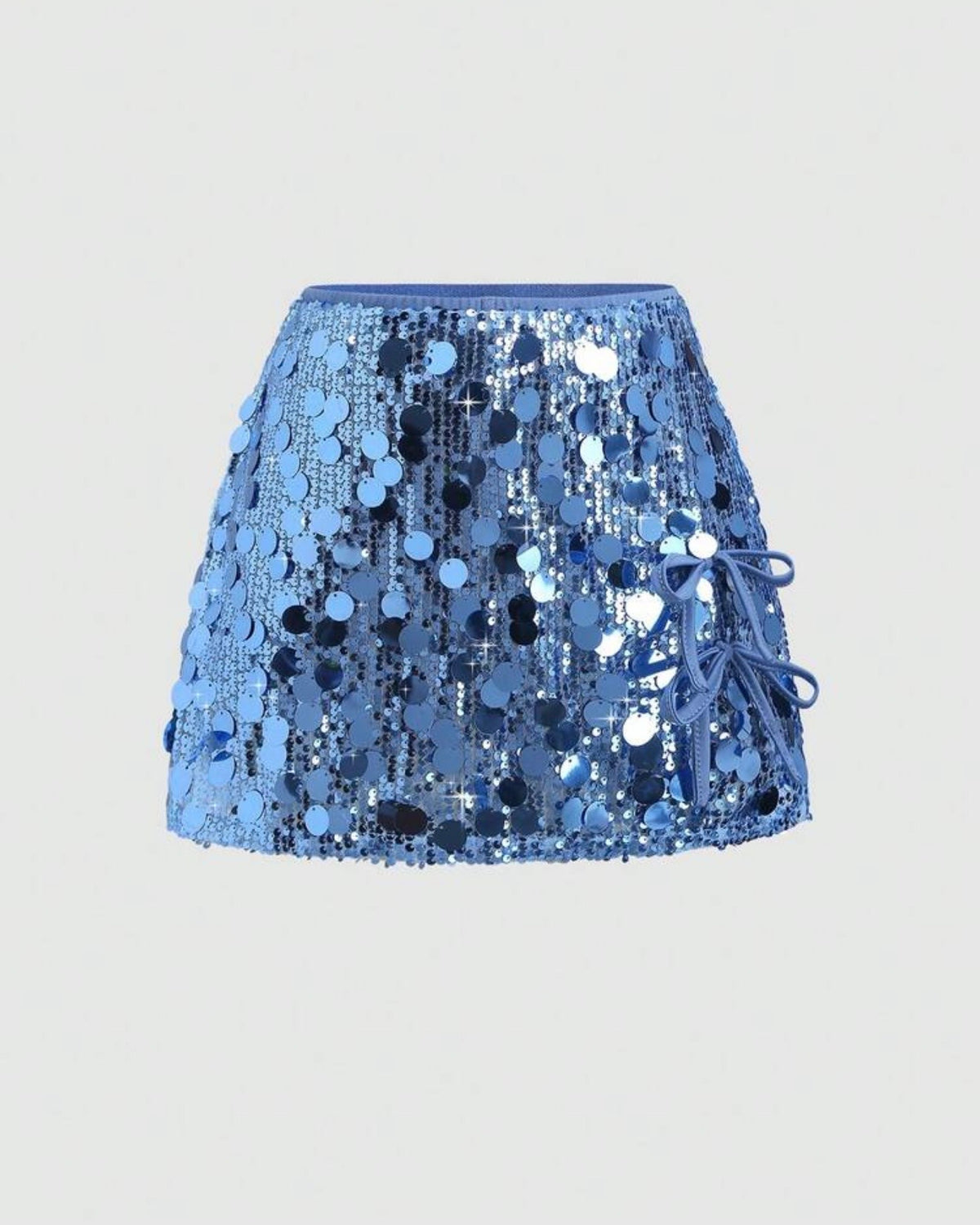 Falda celeste de lentejuelas