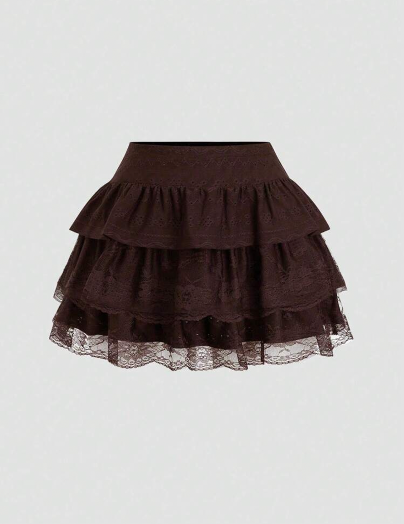 Falda cafe de encaje