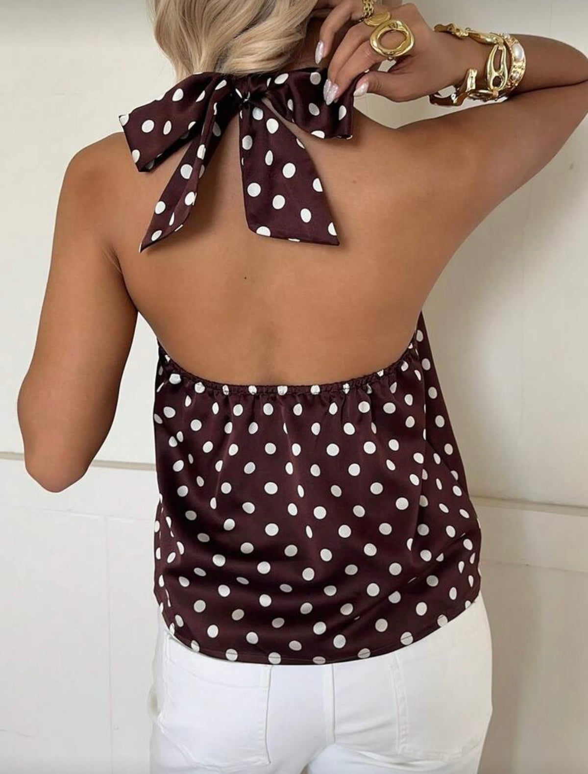 Blusas halter de puntos