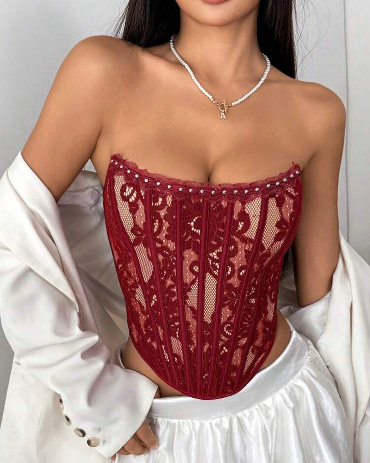 Corset rojo con encaje