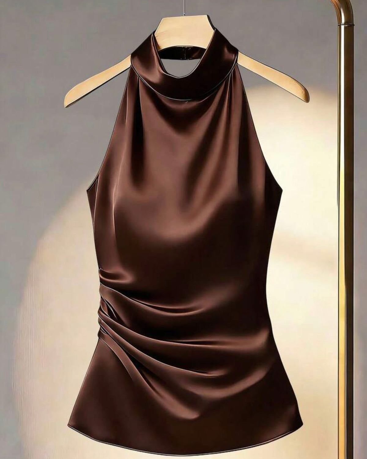 Blusa satinada café