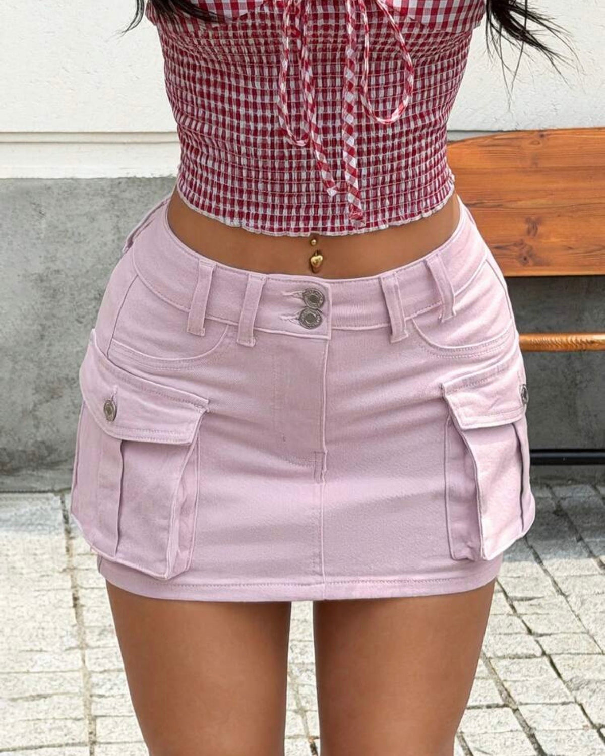 Falda cargo rosada