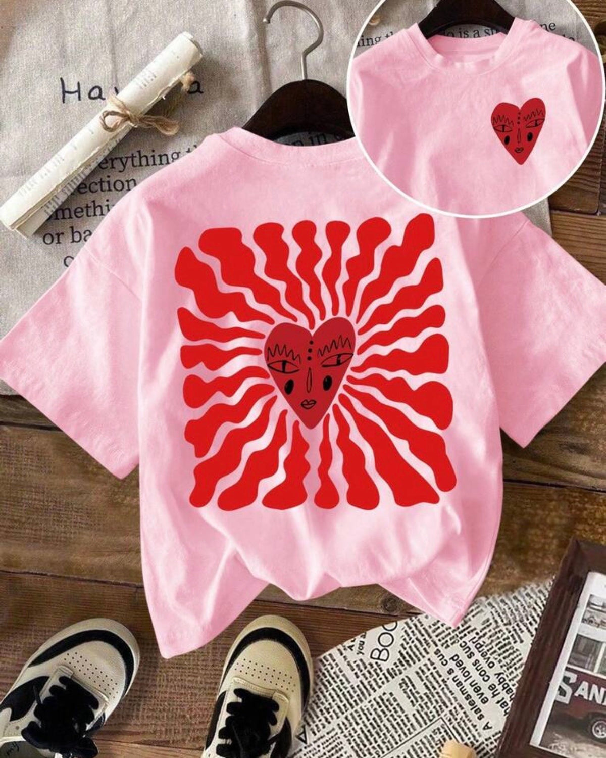 Camisa rosa estampada