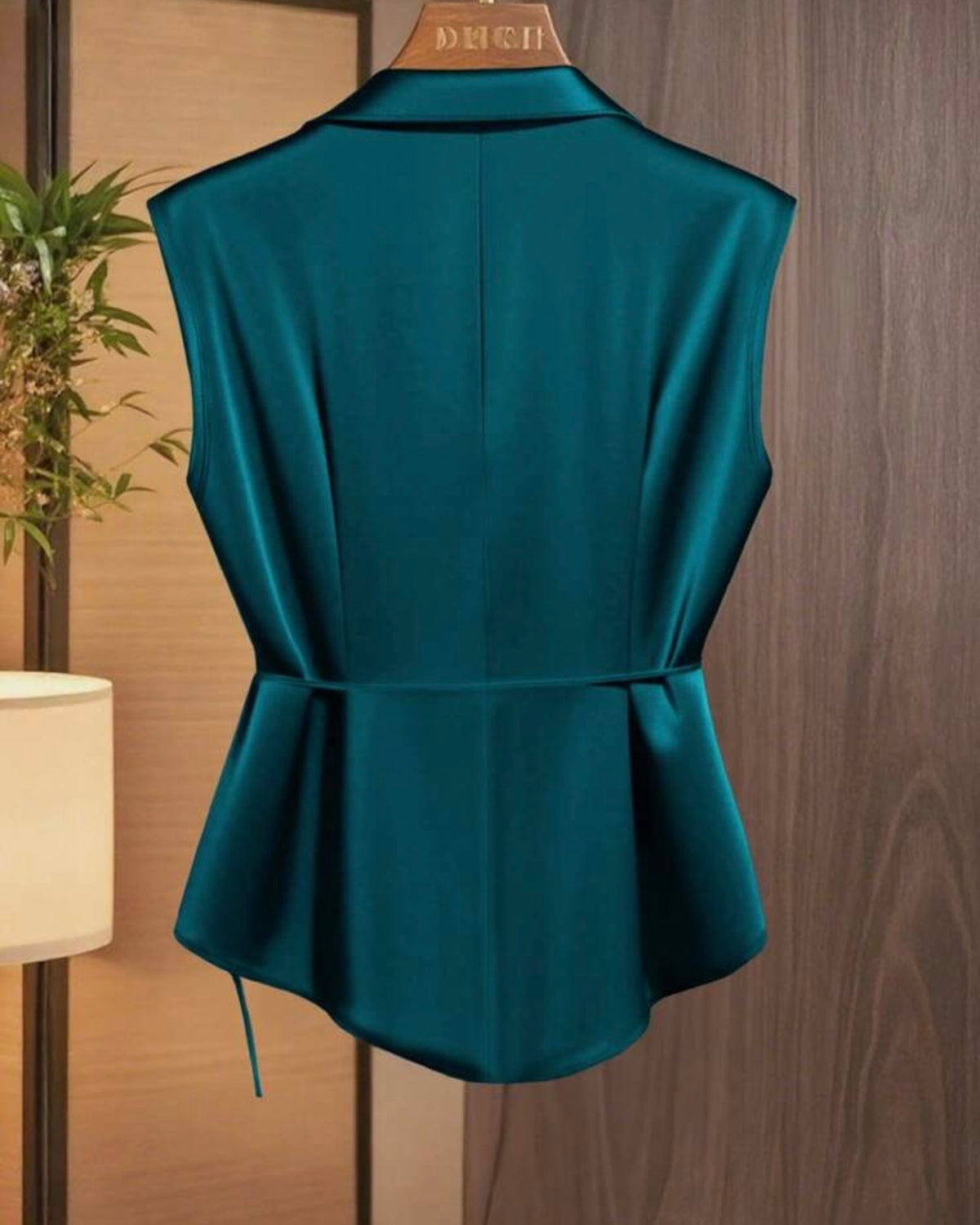 Blusa azul satinada