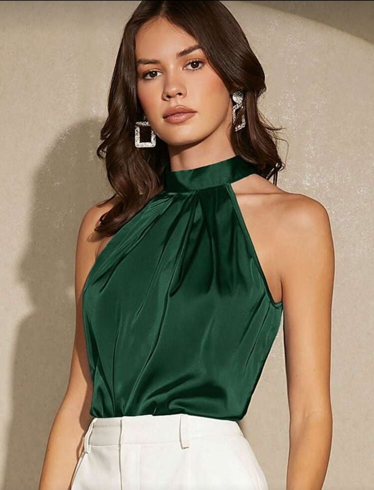 Blusa satin verde