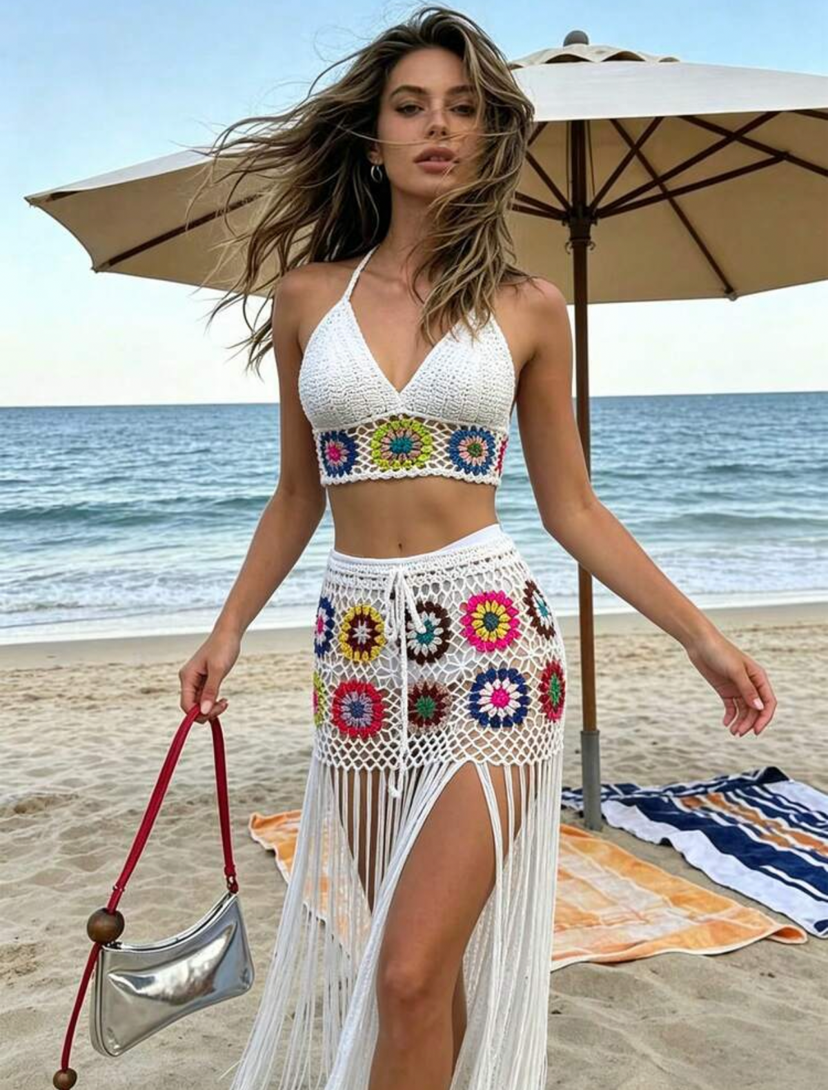 Conjunto playero bordado