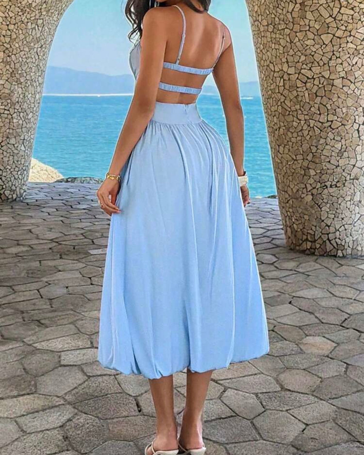 Vestido celeste tirantes mido
