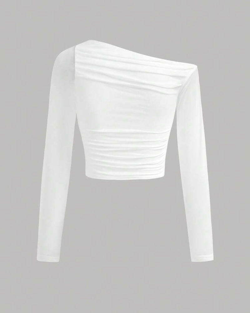 Top blanco con perlas