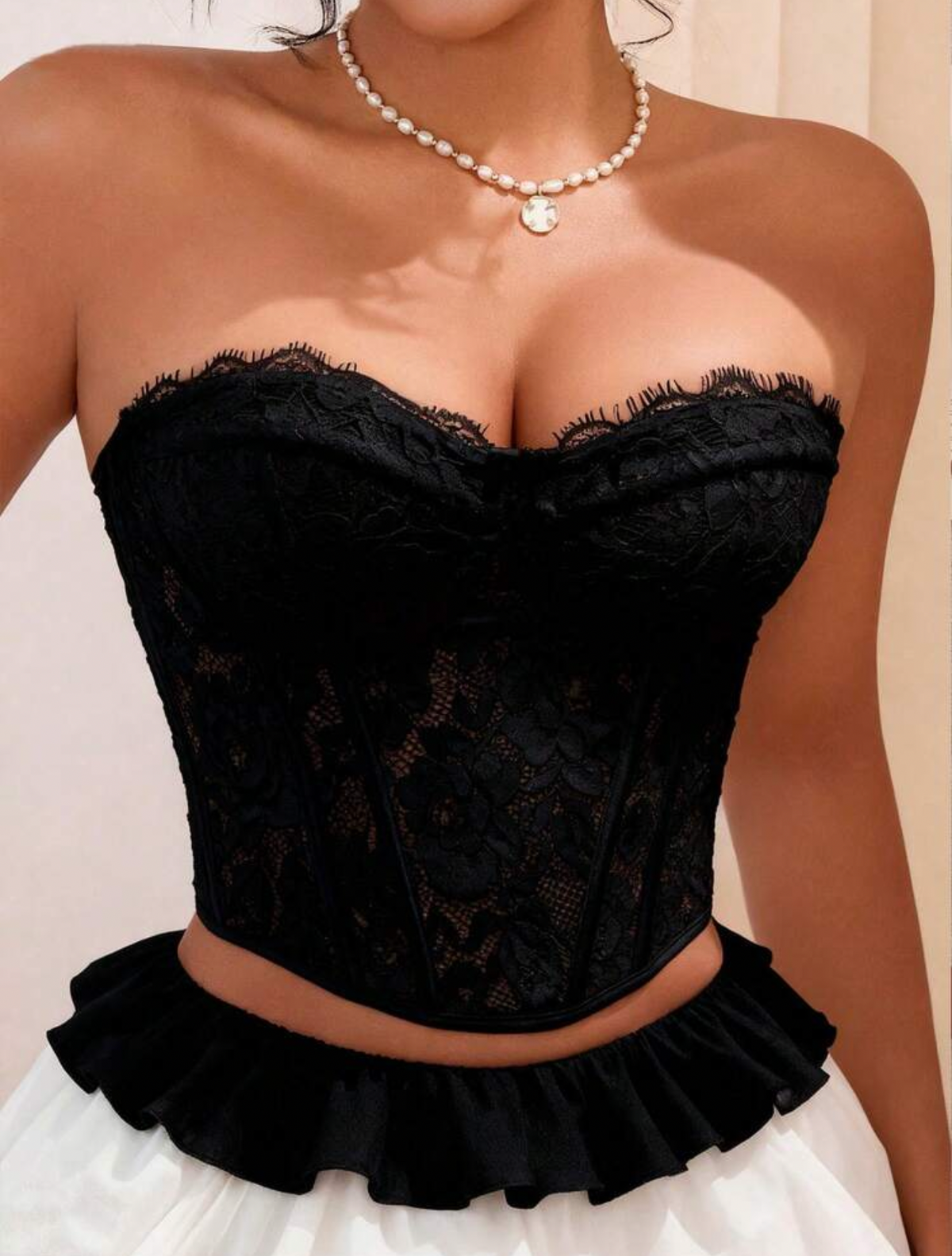 Corset de encaje negro