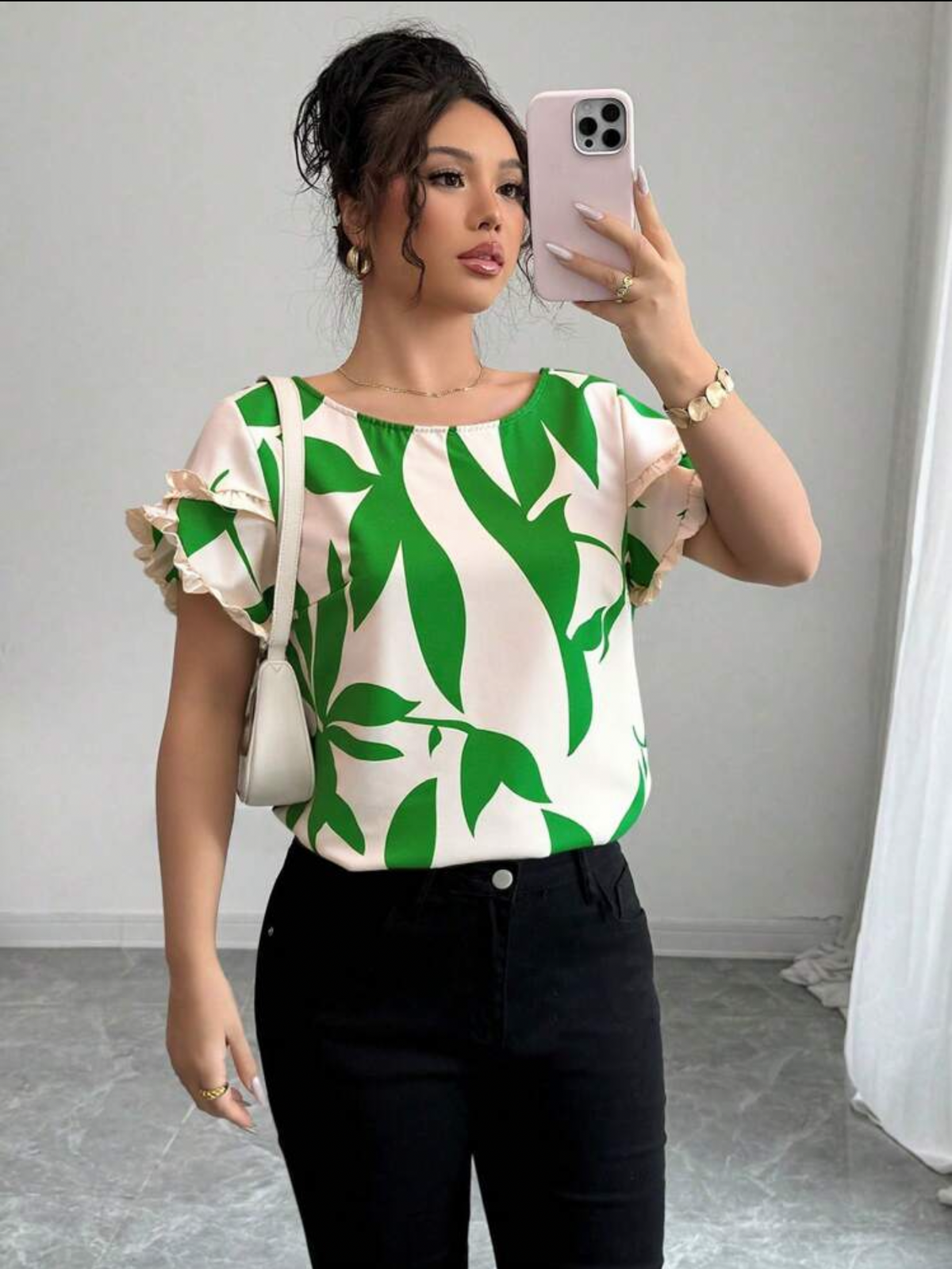 Blusa estampado de hojas
