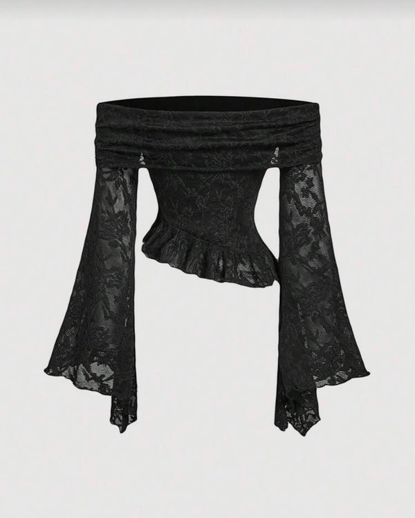 Blusa manga larga de encaje