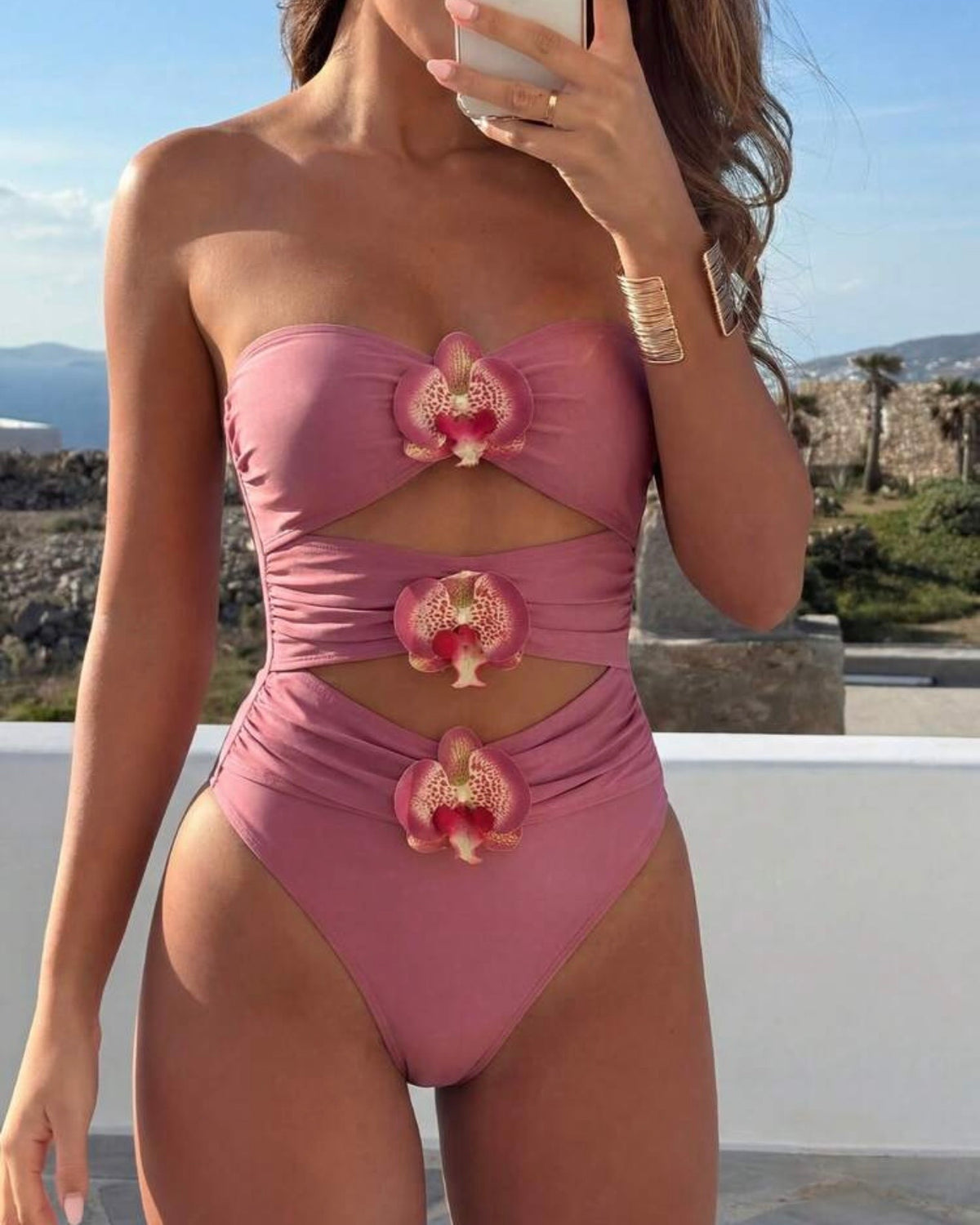 Traje de baño rosado entero