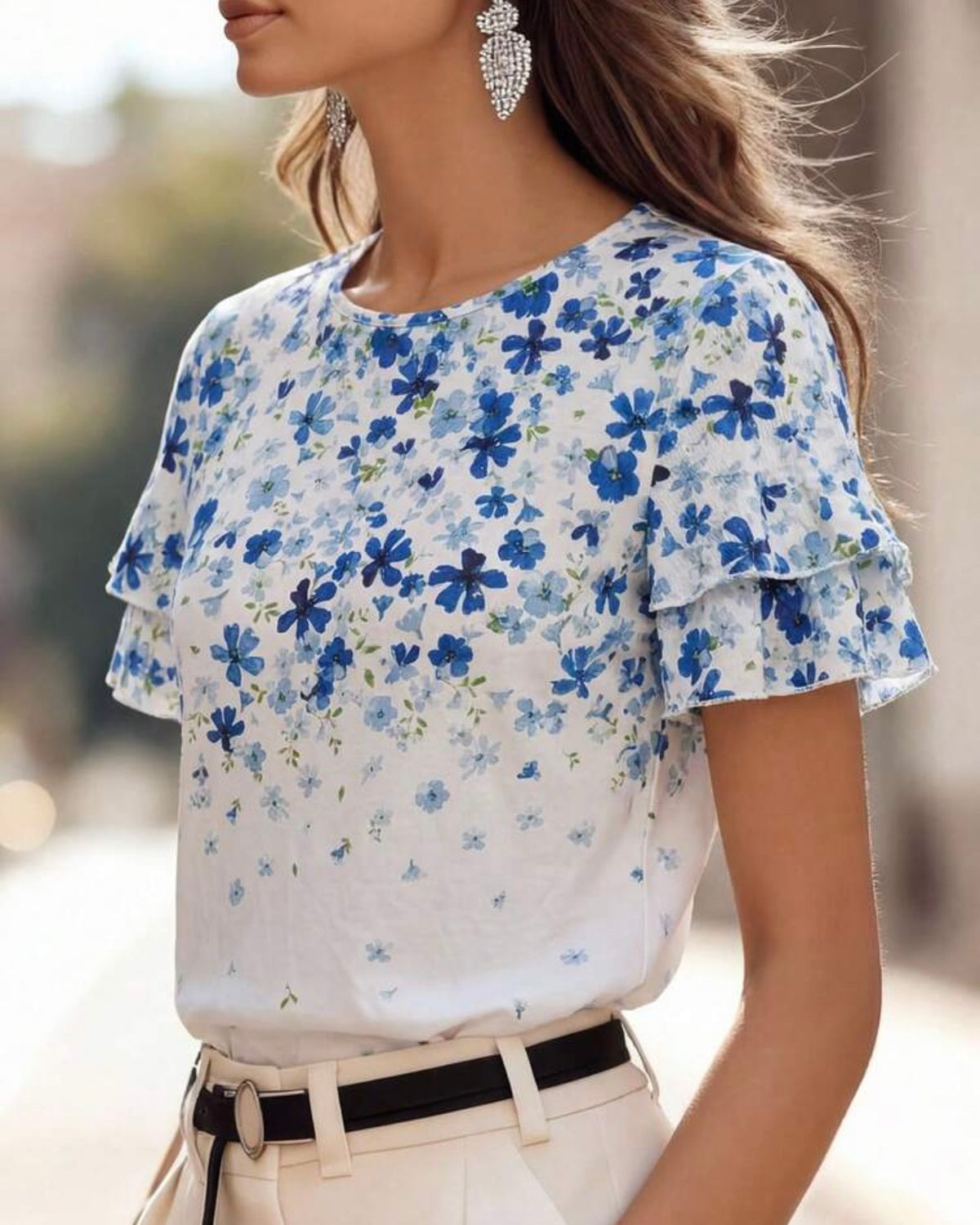 Blusa flores azules