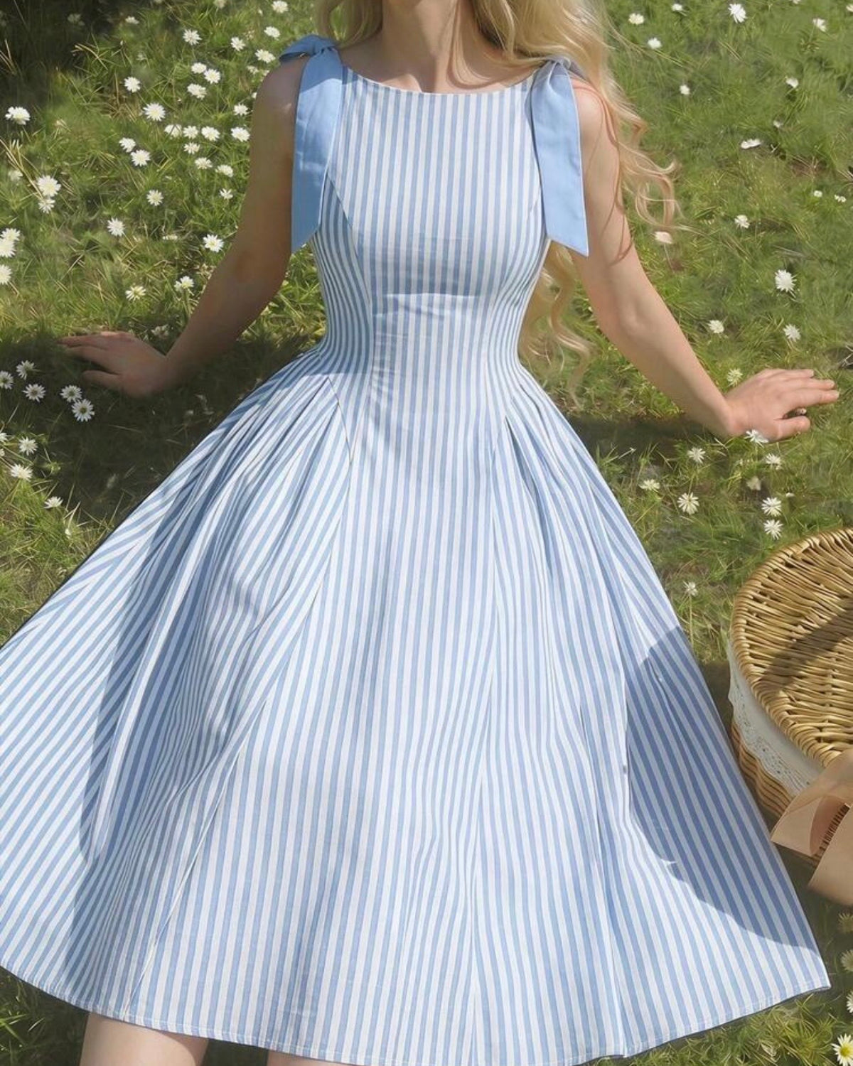 Vestido celeste de rayas