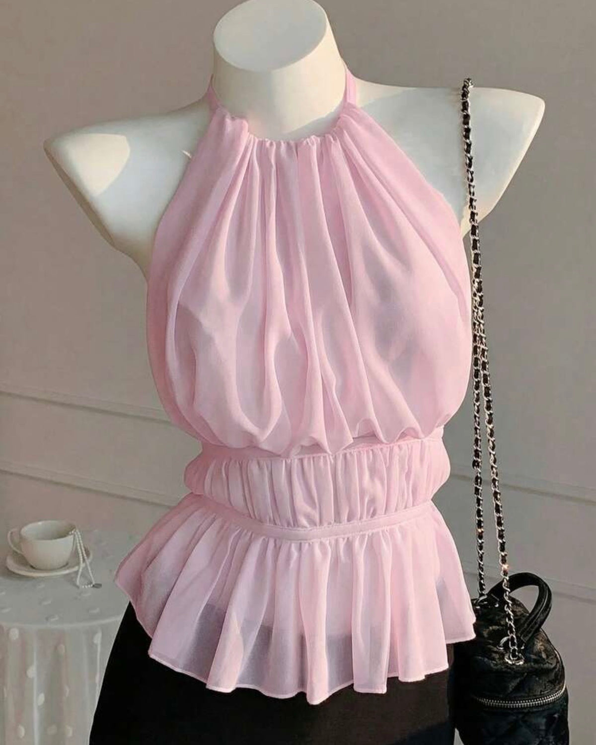 Blusa rosa espalda descubierta