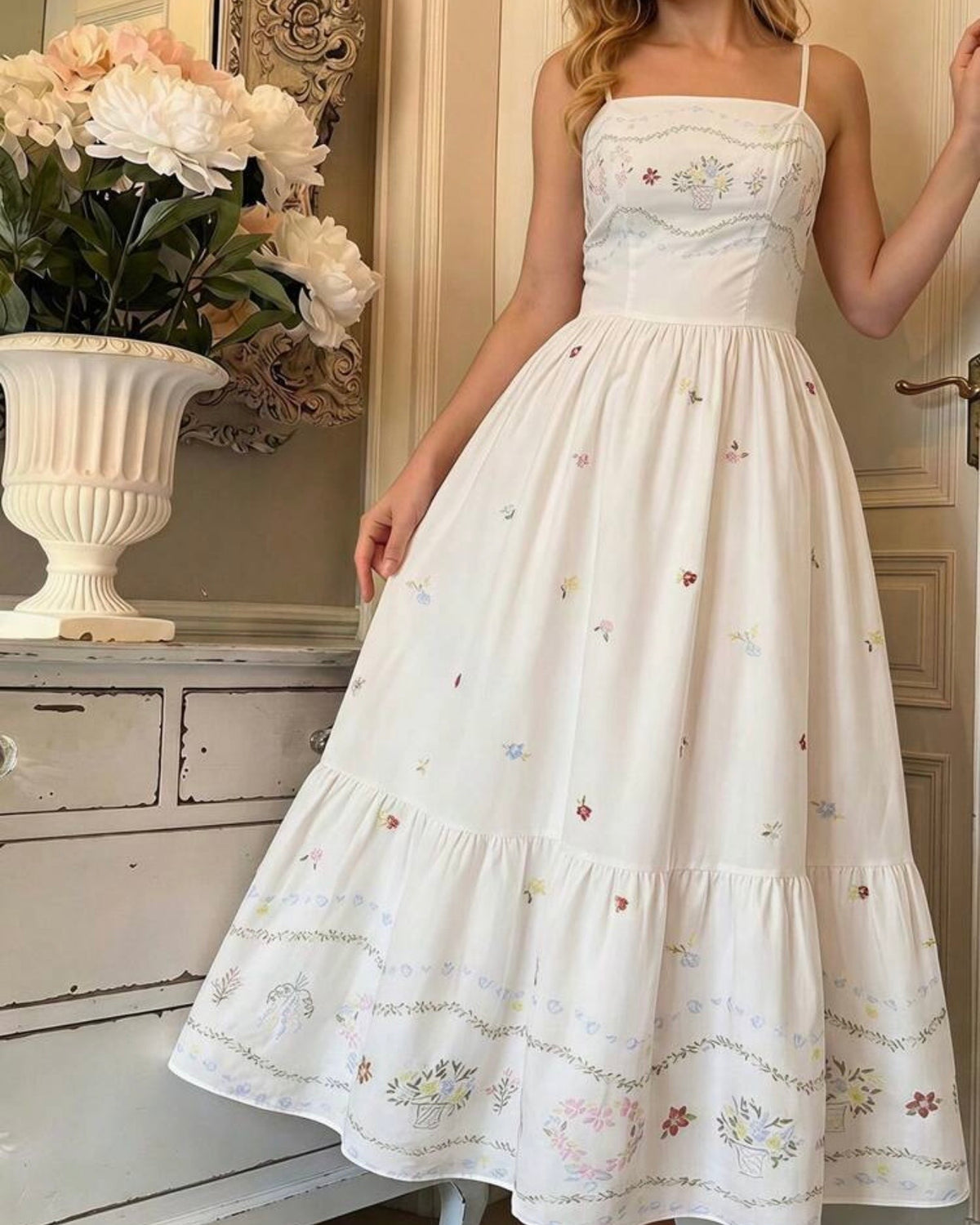 Vestido blanco estampado floral