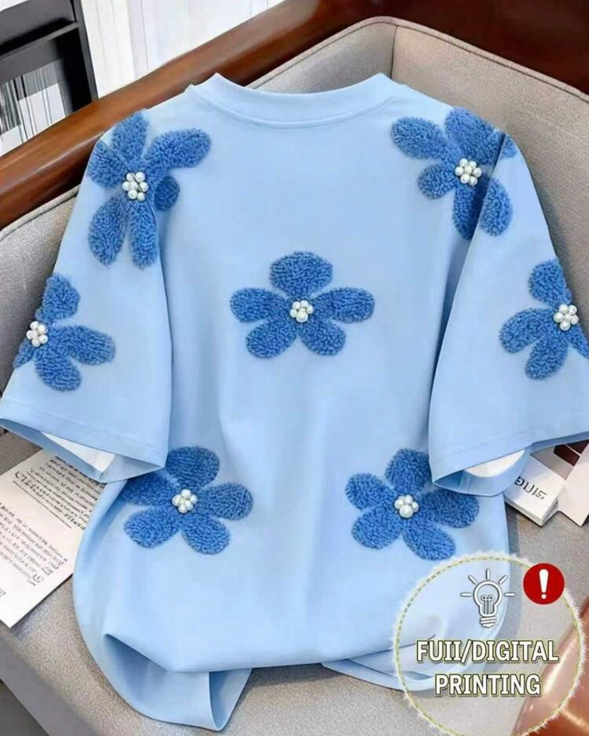 Camisa floreada azul