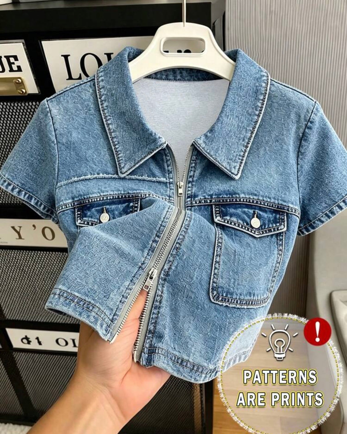 Blusa de mezclilla con cremallera