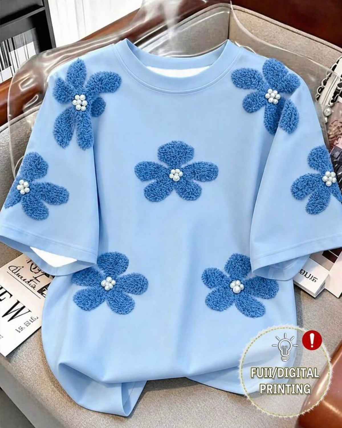 Camisa floreada azul