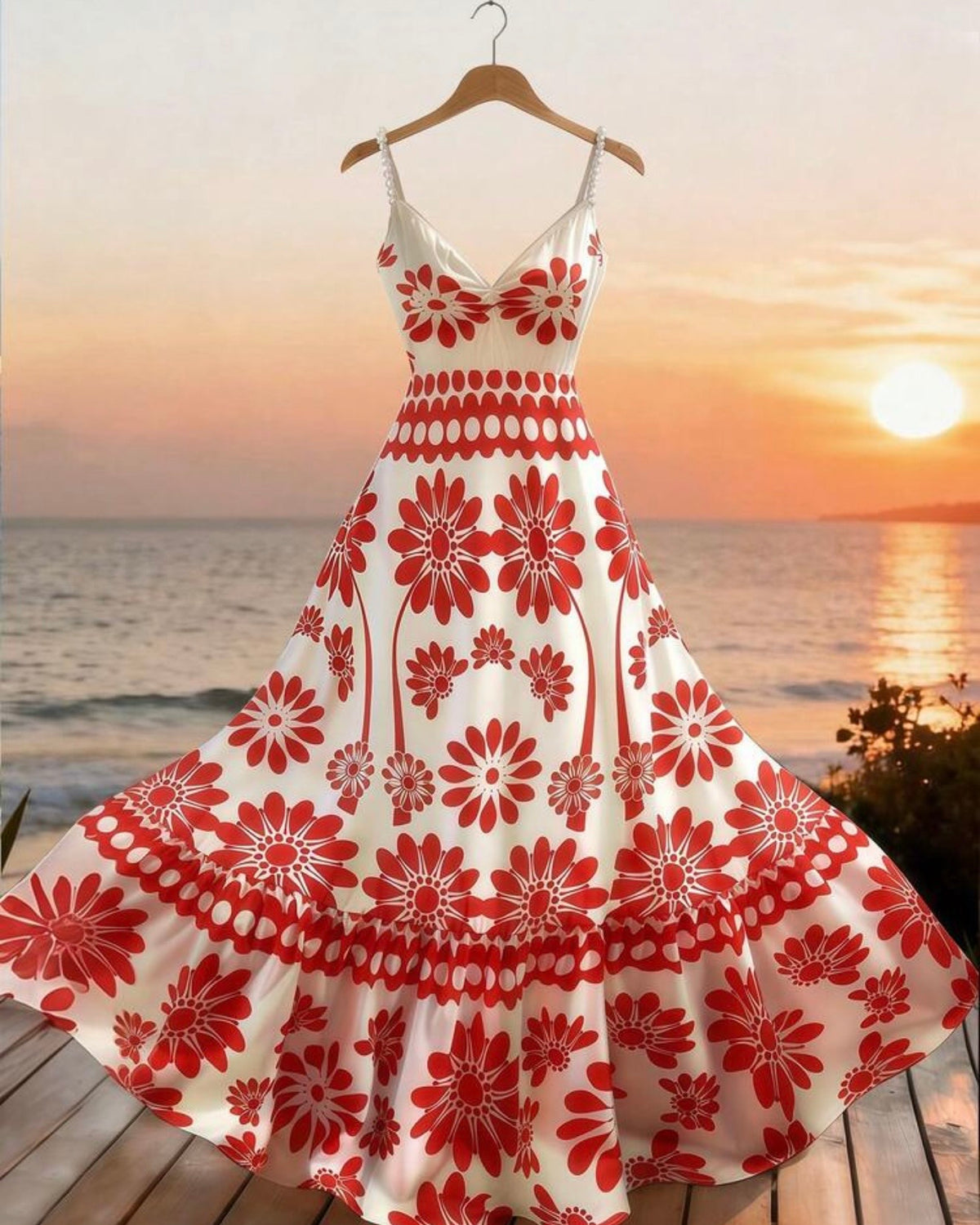 Vestido flores rojas