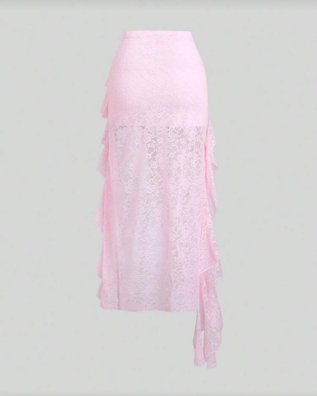 Falda de encaje rosa