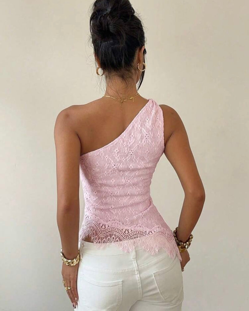 Top rosa de un hombro