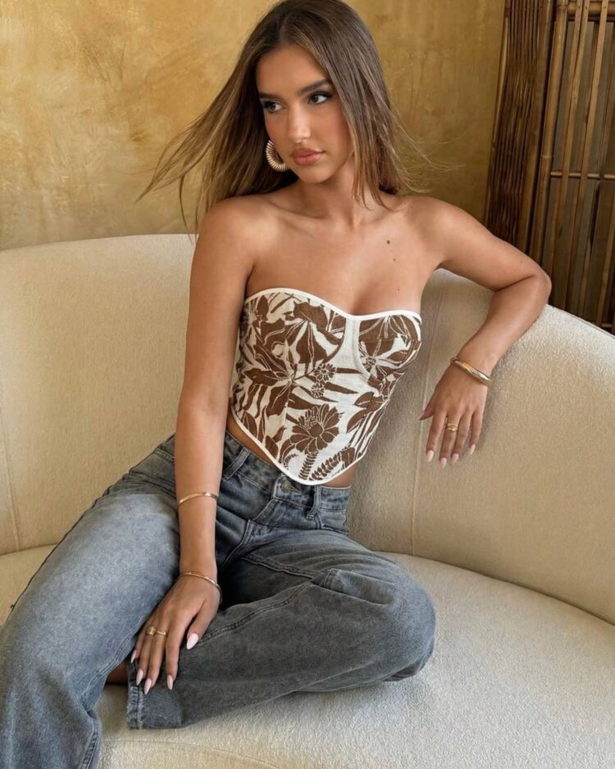 Corset con flores café