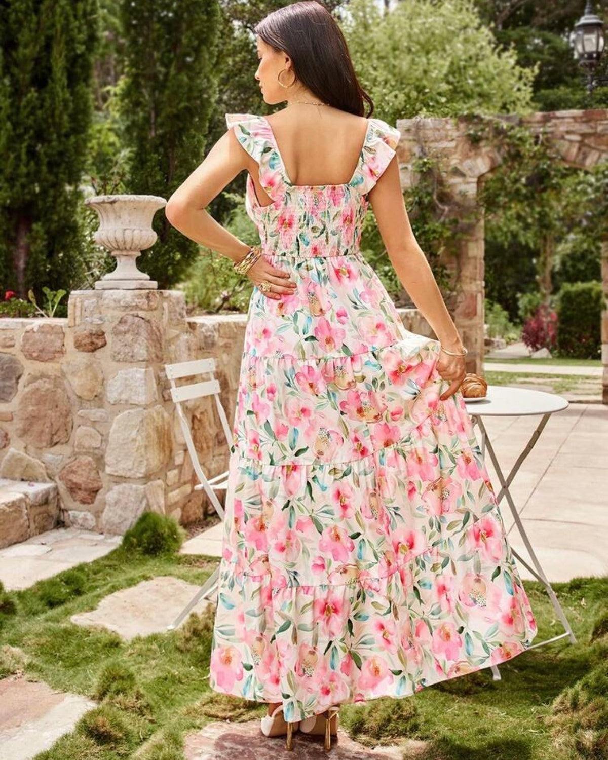 Vestido floreado largo