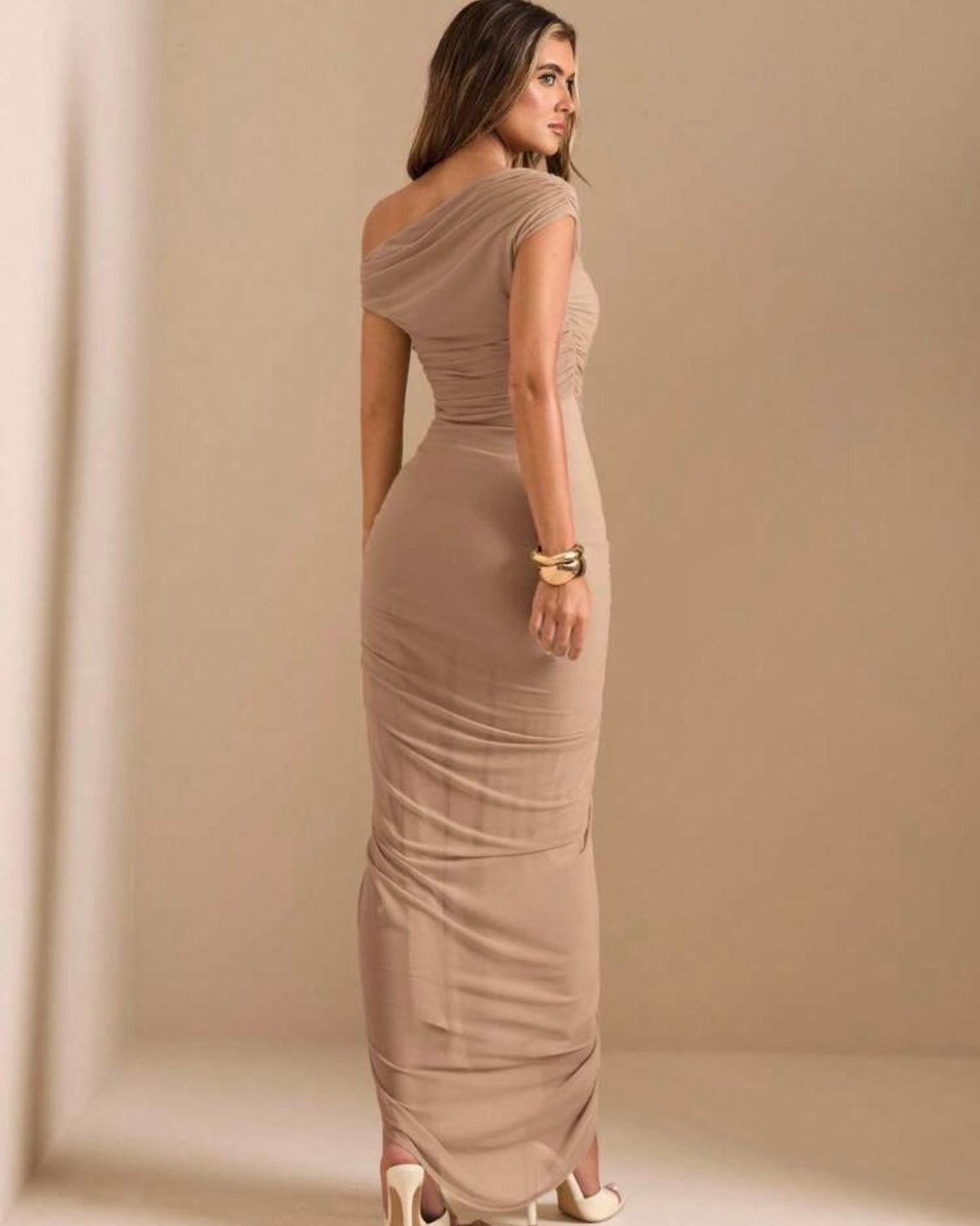 Vestido straple caqui