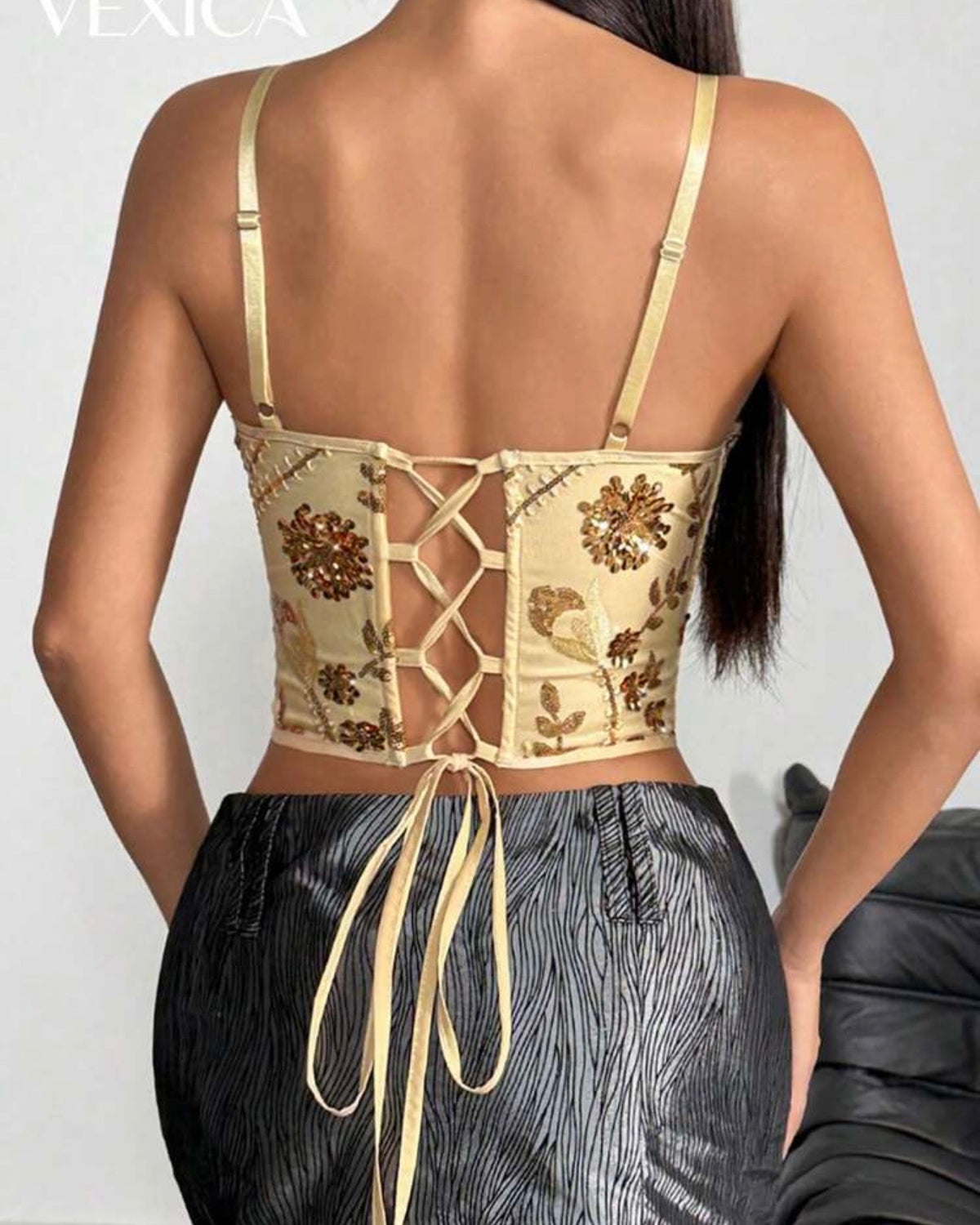 Corset amarillo con lentejuelas