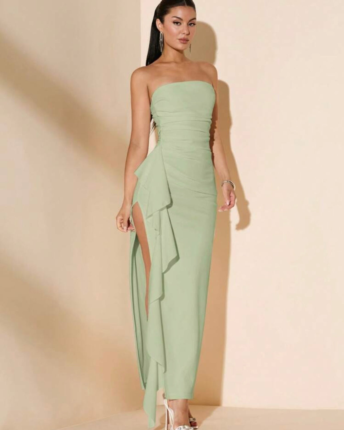 Vestido verde straple