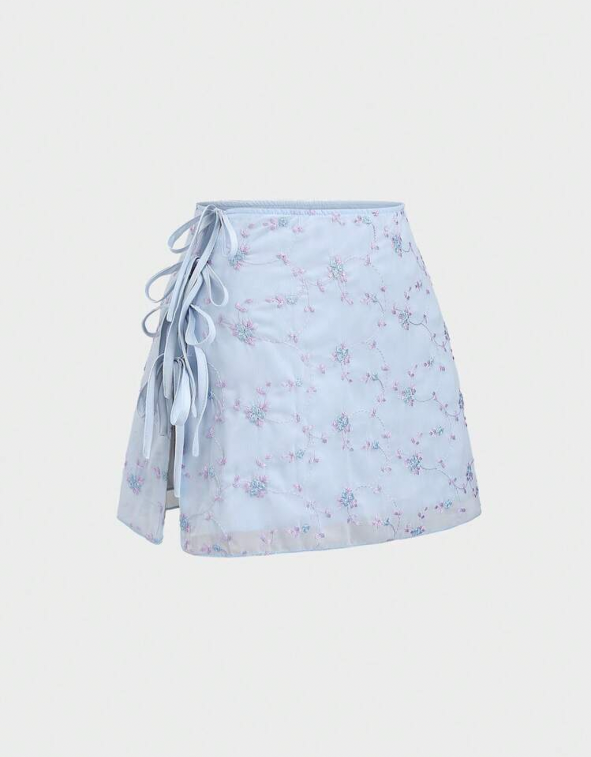 Falda celeste floreada