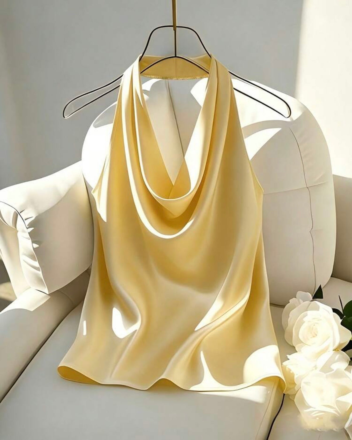 Blusa amarilla satinada