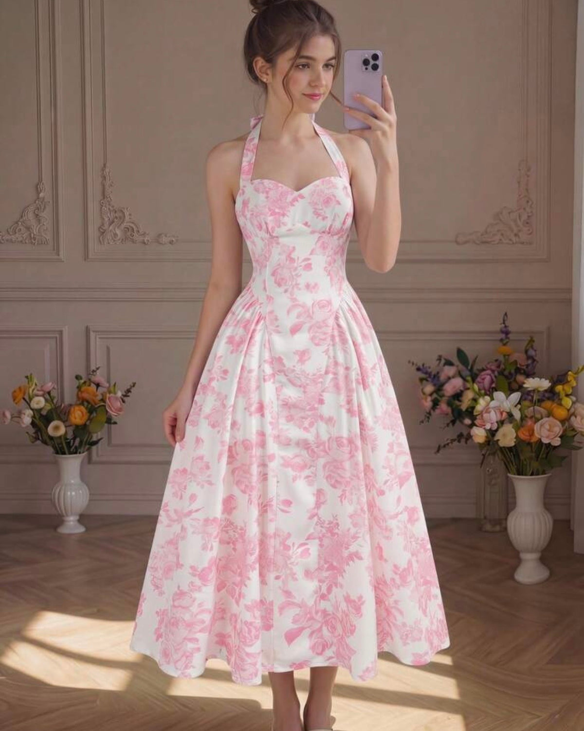 Vestido flores rosadas