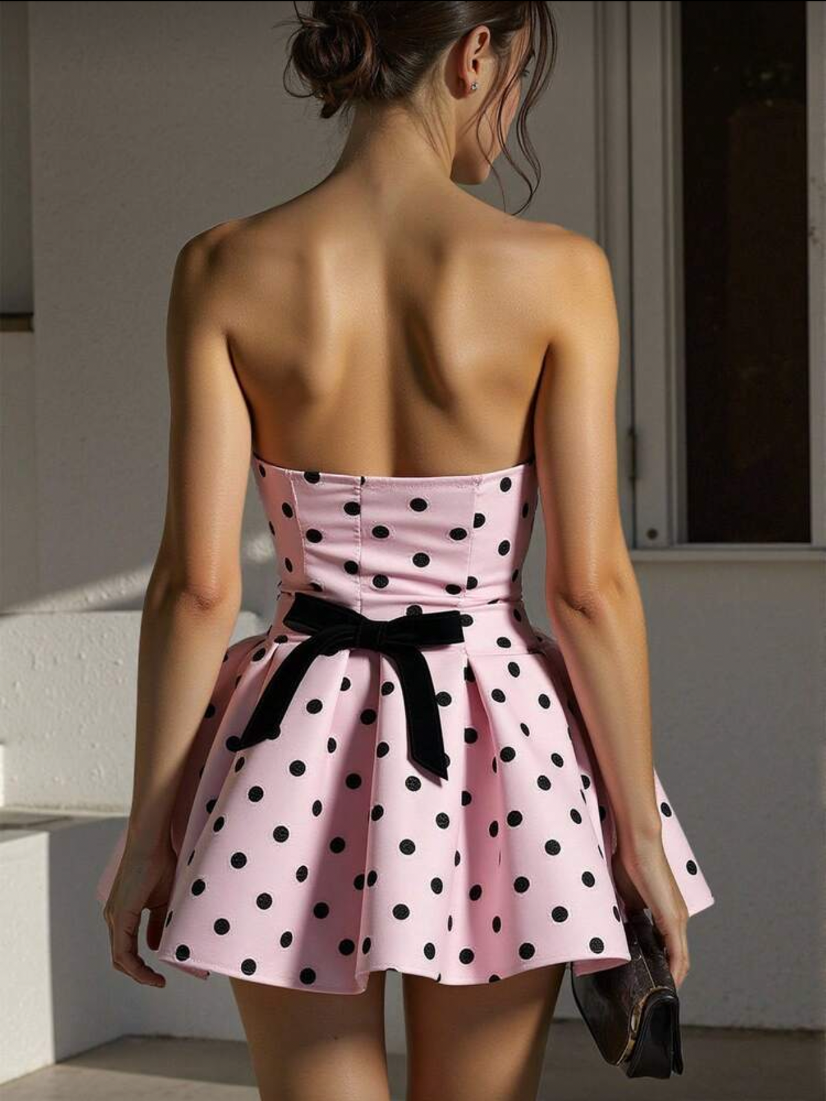 Vestido rosa de puntos