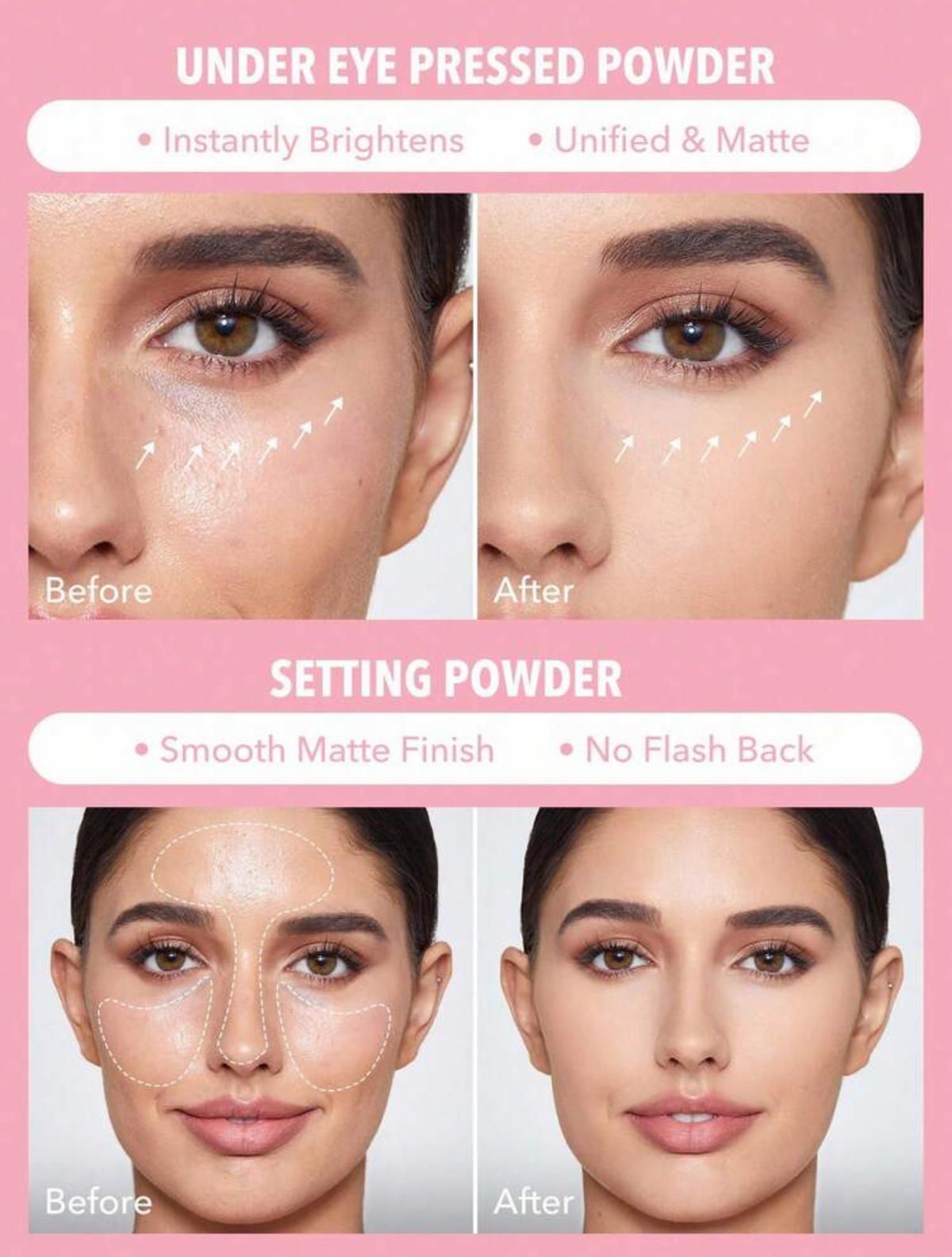 Dúo de polvos fijadores para rostro y contorno de ojos