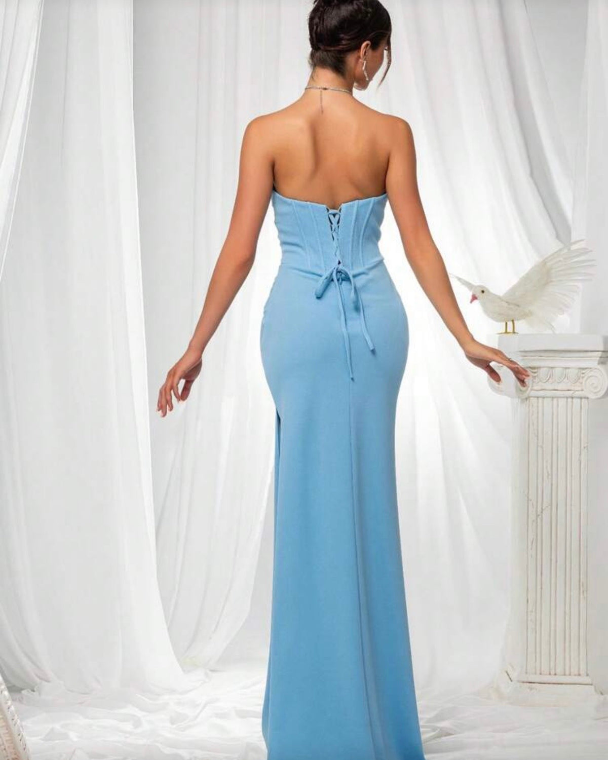 Vestido de gala celeste