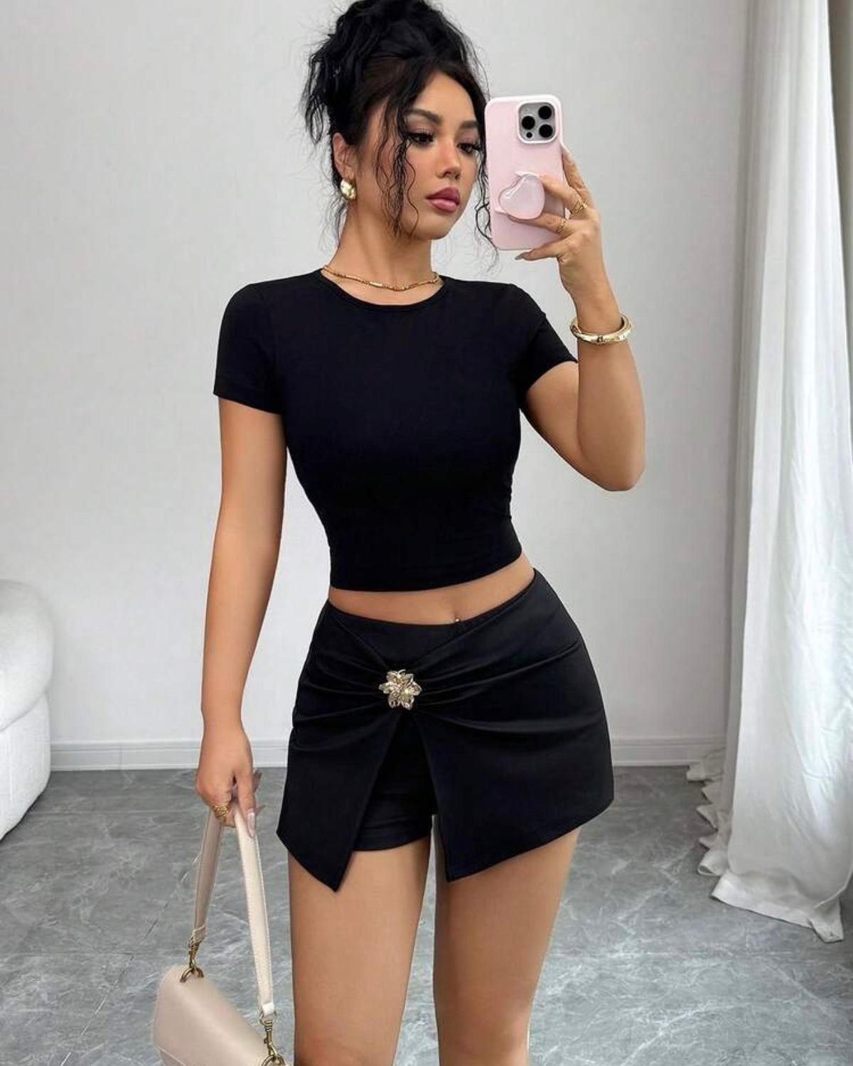 Short enagua negro