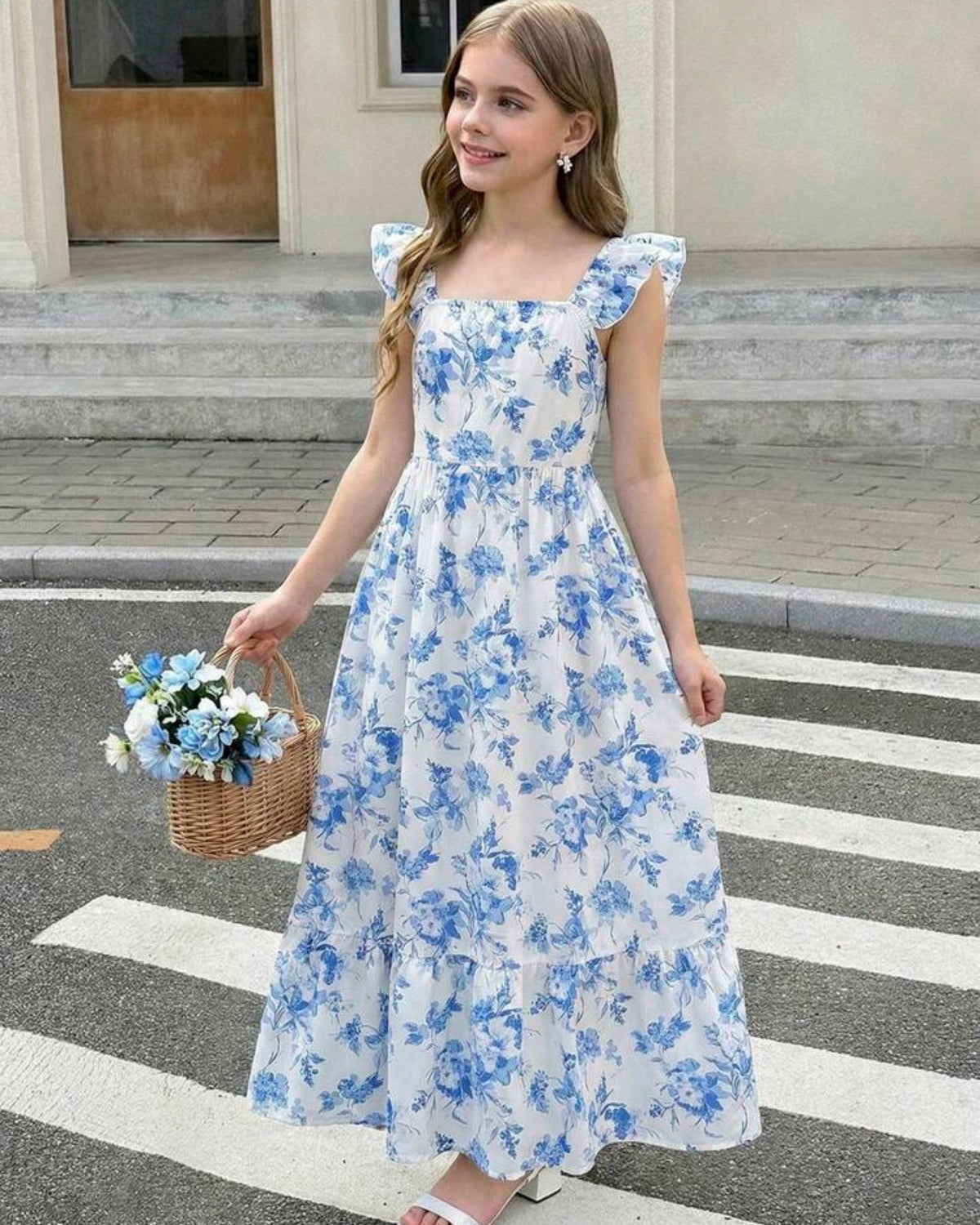 Vestido flores celestes