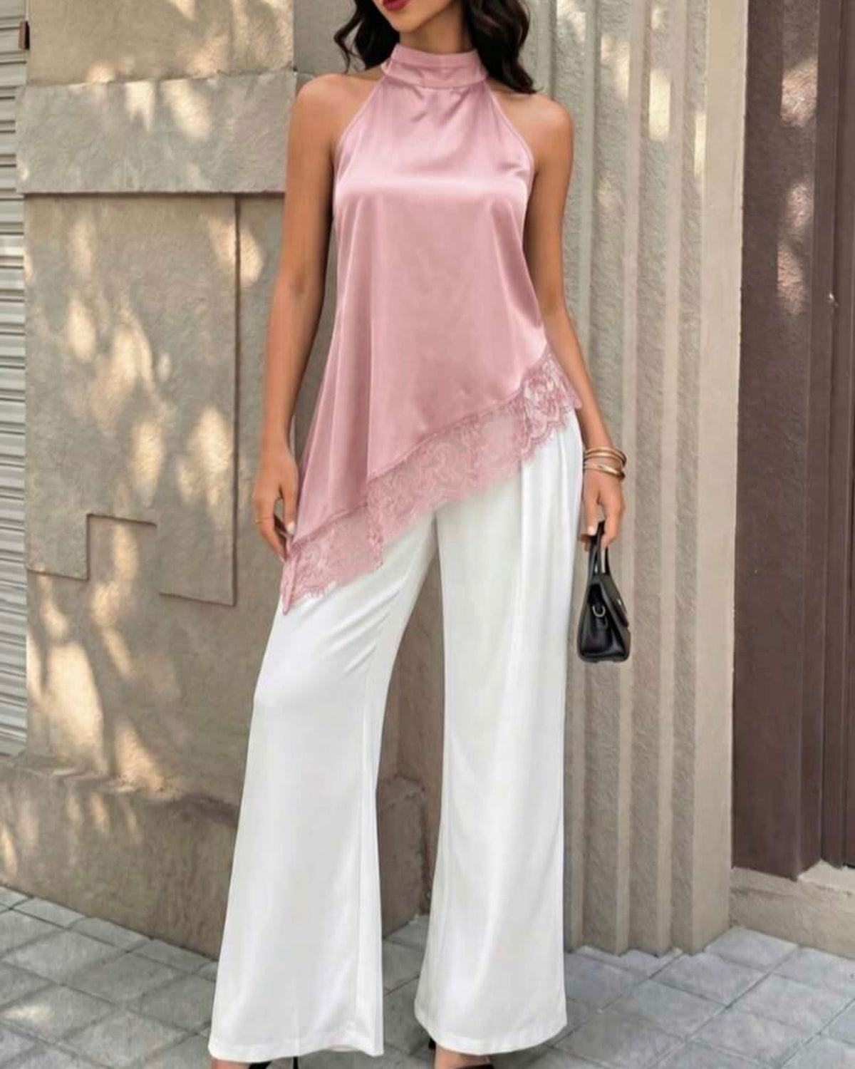 Blusa asimétrica rosa