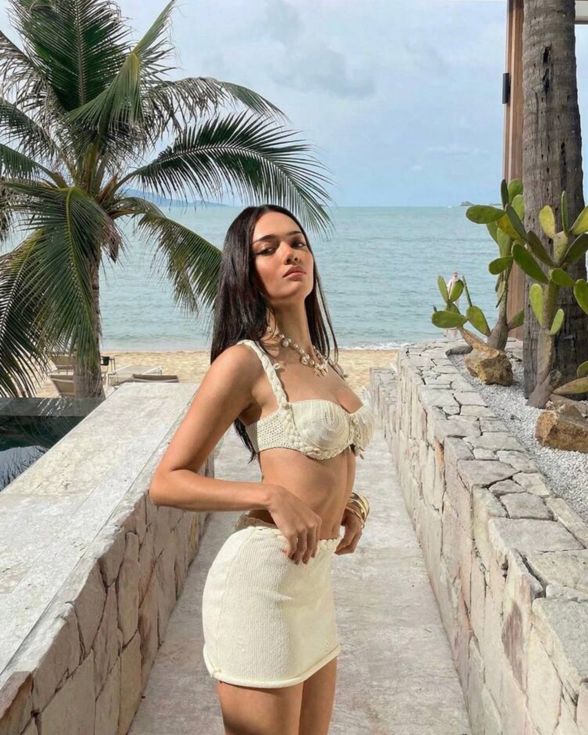 Conjunto playero beige