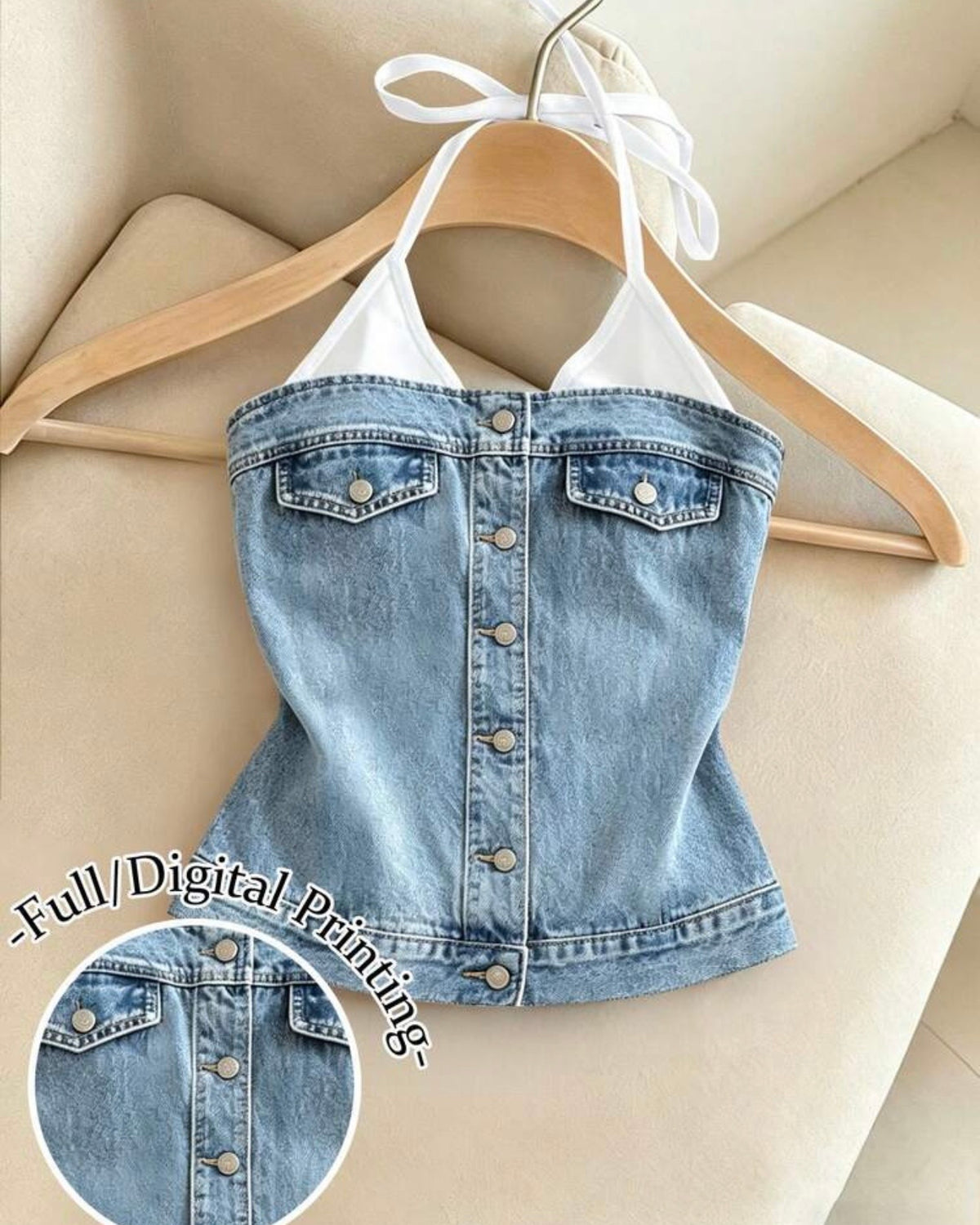 Top estampado de mezclilla